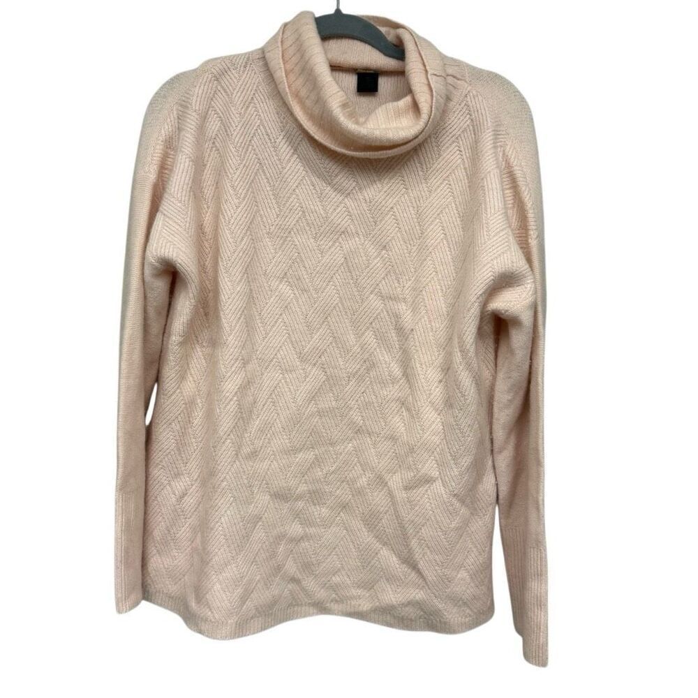 Magaschoni light pink long sleeve turtleneck 100% cashmere sweater size medium